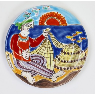 Circular plate DS 18 cm Fisherman with Basket PT18DS-13 Circular plate DS 18 cm Fisherman with Basket PT18DS-13